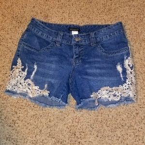 EUC Denim Venus shorts with Lace Detail